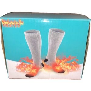 XBUTY heated socks breathable cotton rechargeable gray Sizes 8-12.5